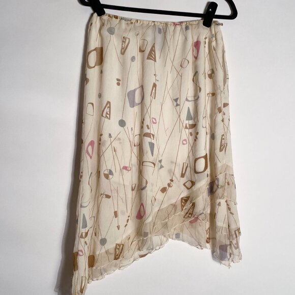 Vintage Y2K Real Silk ATOMIC Print Asymmetrical Skirt -- Small to Medium - Picture 9 of 9